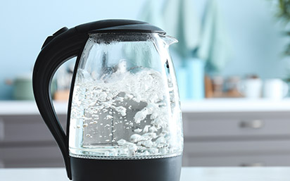 water kettle with boiling water